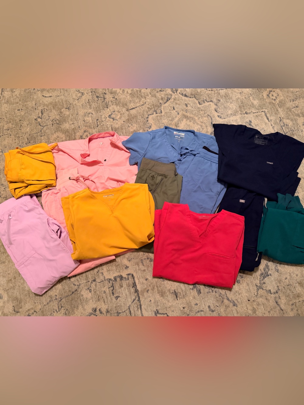 Colorful Mixed Scrub Tops Bundle - Pink, Yellow, Blue, Red, Green, Navy, Lilac